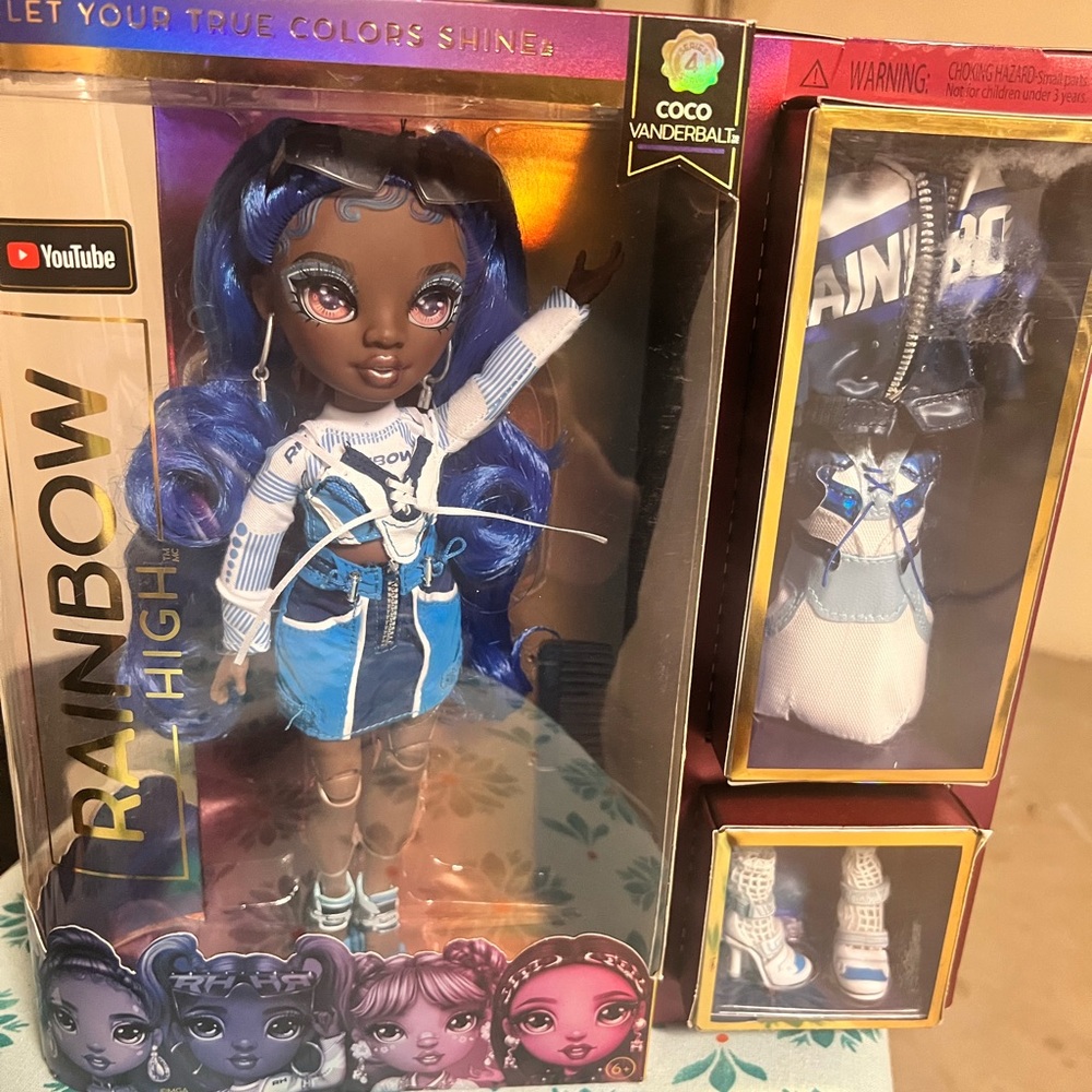 New Coco Rainbow High Doll with Blue Hair And Accessories